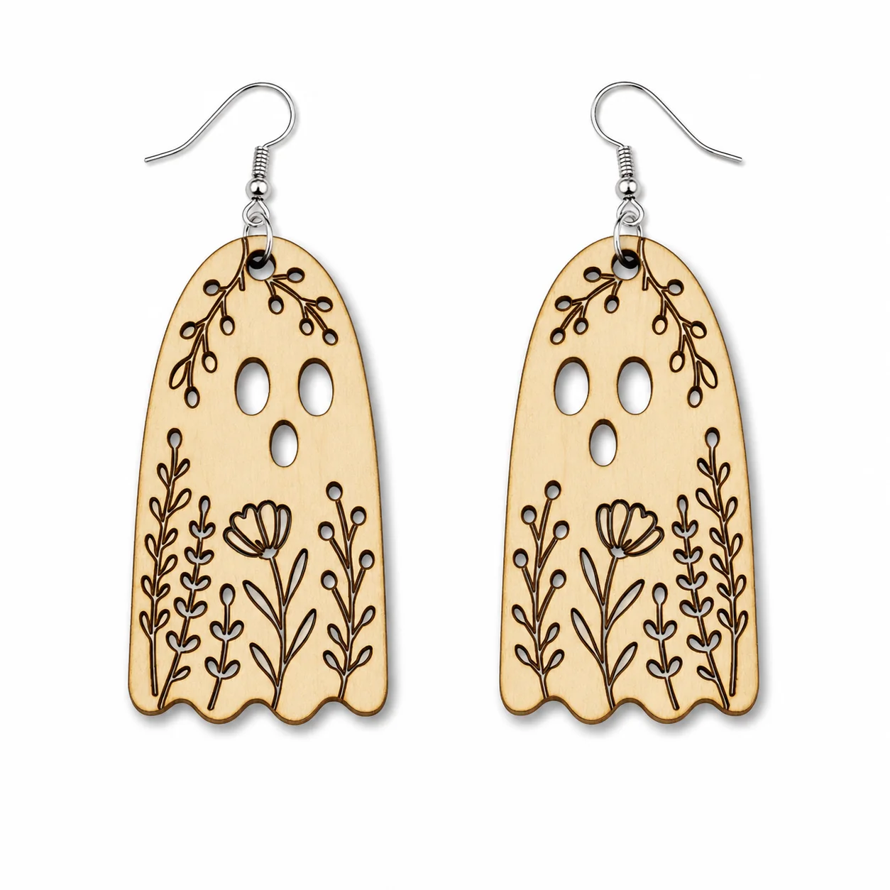 Floral Ghost Halloween Earrings